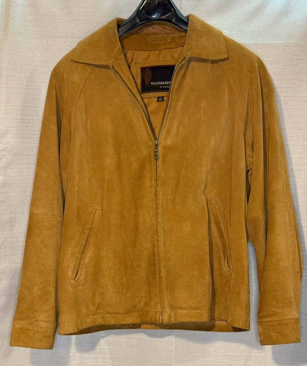 Weather Report Suede Bomber Jacket - Tan - Size L